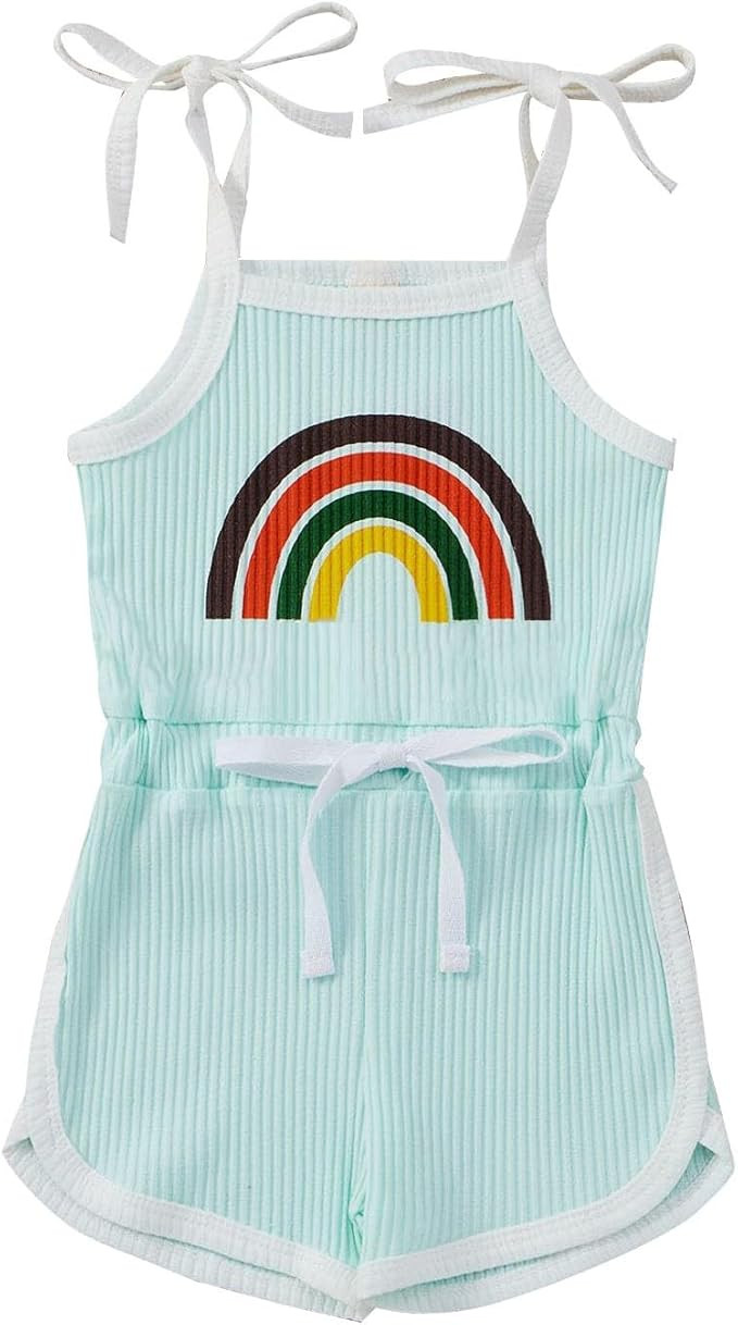 Shorts Summer Romper Playsuit Rainbow Prints Girl Toddler Baby Jumpsuit Girls Romper Baby Girl (B... | Amazon (US)