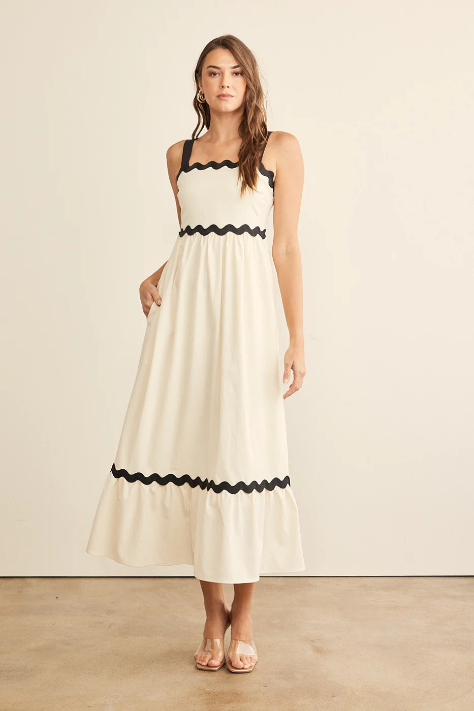 Cream Contrast Trim Maxi Dress | PinkBlush Maternity