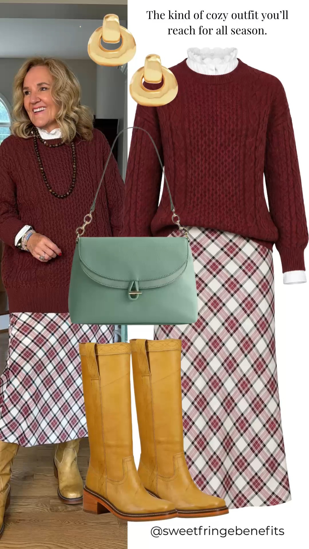 There’s just something about a sweater and plaid skirt that makes me want to add a tall boot and call it a day. I’m wearing a medium in both the sweater and the skirt, and I’d happily wear this one all fall.

#LTKootd #LTKdayinmylife #LTKgrwm
