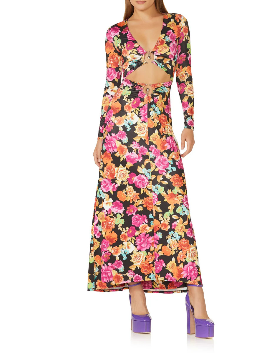 Loraine Maxi Dress - Noir Rose Bouquet | ShopAFRM