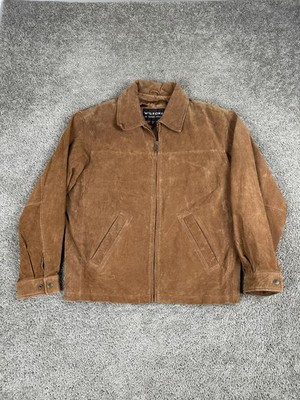 Wilsons Leather Suede Jacket Mens Medium Brown Zip Front Collared Lined Pockets | eBay US