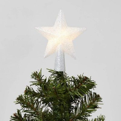 Lighted Mini Treetop Silver Glitter with Separate Battery Pack & Lead in Wire - Wondershop™ | Target