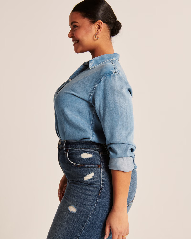 90s Boyfriend Chambray Shirt | Abercrombie & Fitch (US)