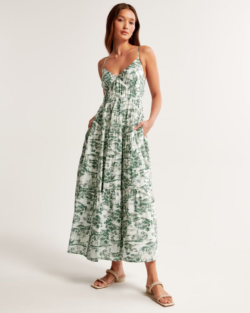 Flowy Tiered Maxi Dress | Abercrombie & Fitch (UK)