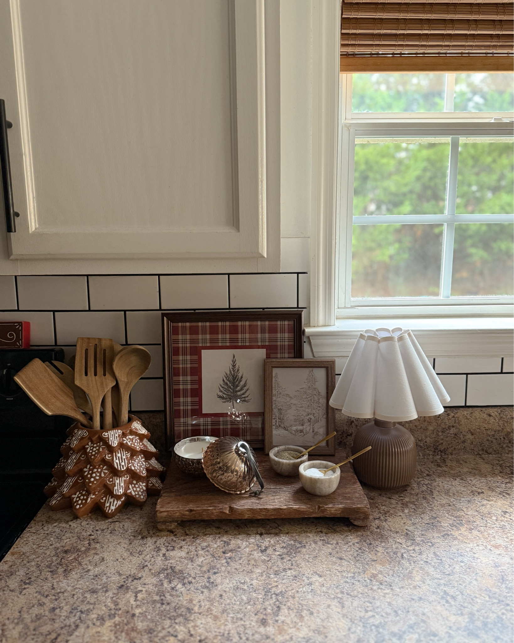 Kitchen counter styling ideas and coffee bar! I split my cookie jar and have the bottom carrying my wooden spoons and the top as decor at my coffee bar. 

#LTKSeasonal #LTKHome #LTKHoliday