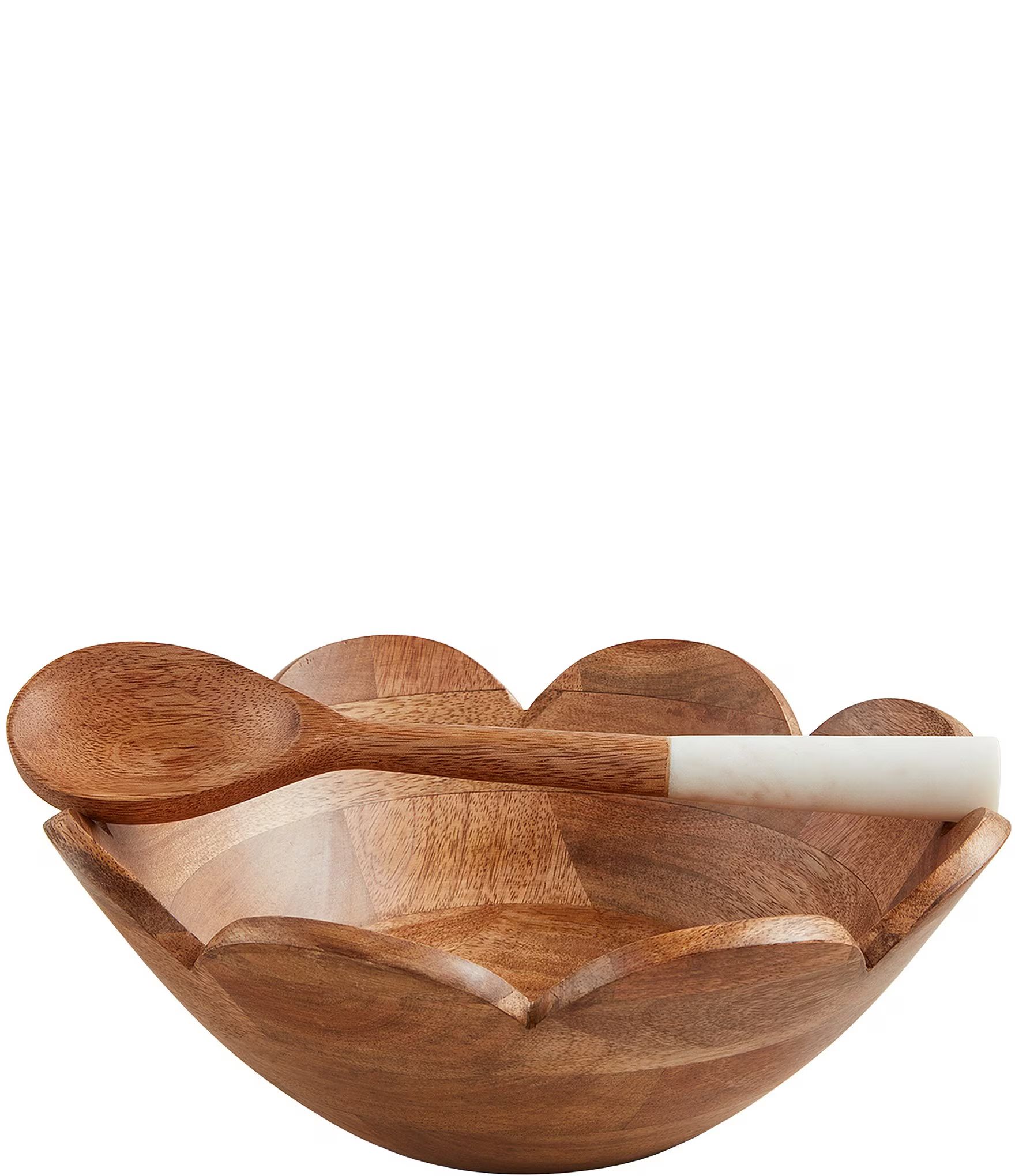 Happy Everything Wood Scallop Bowl & Spoon Set | Dillard's