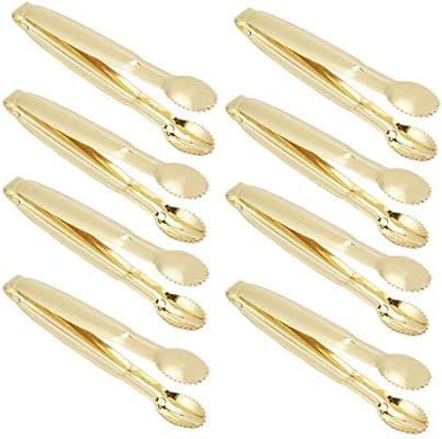 HINMAY Gold Plated Mini Serving Tongs 4-Inch Sugar Cube Tongs - Set of 8 - Premium Stainless Stee... | Amazon (US)