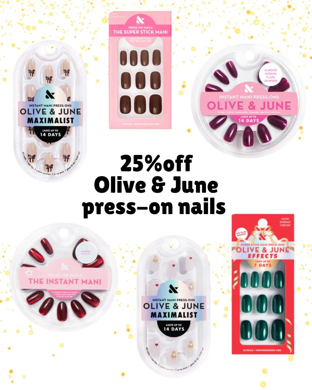 Major sale on the best press-on nails! 

25% off site-wide! Includes holiday sets!

#LTKCyberWeek #LTKBeauty #LTKHoliday