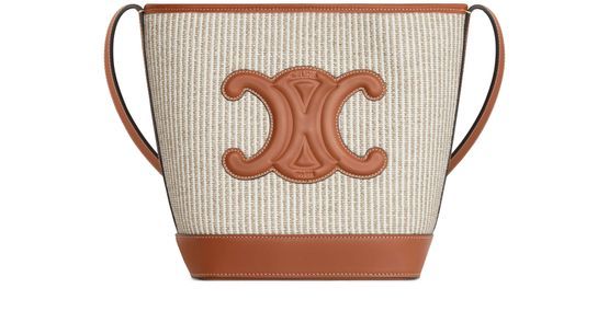 Small bucket cuir Triomphe in striped textile and calfskin - CELINE | 24S US