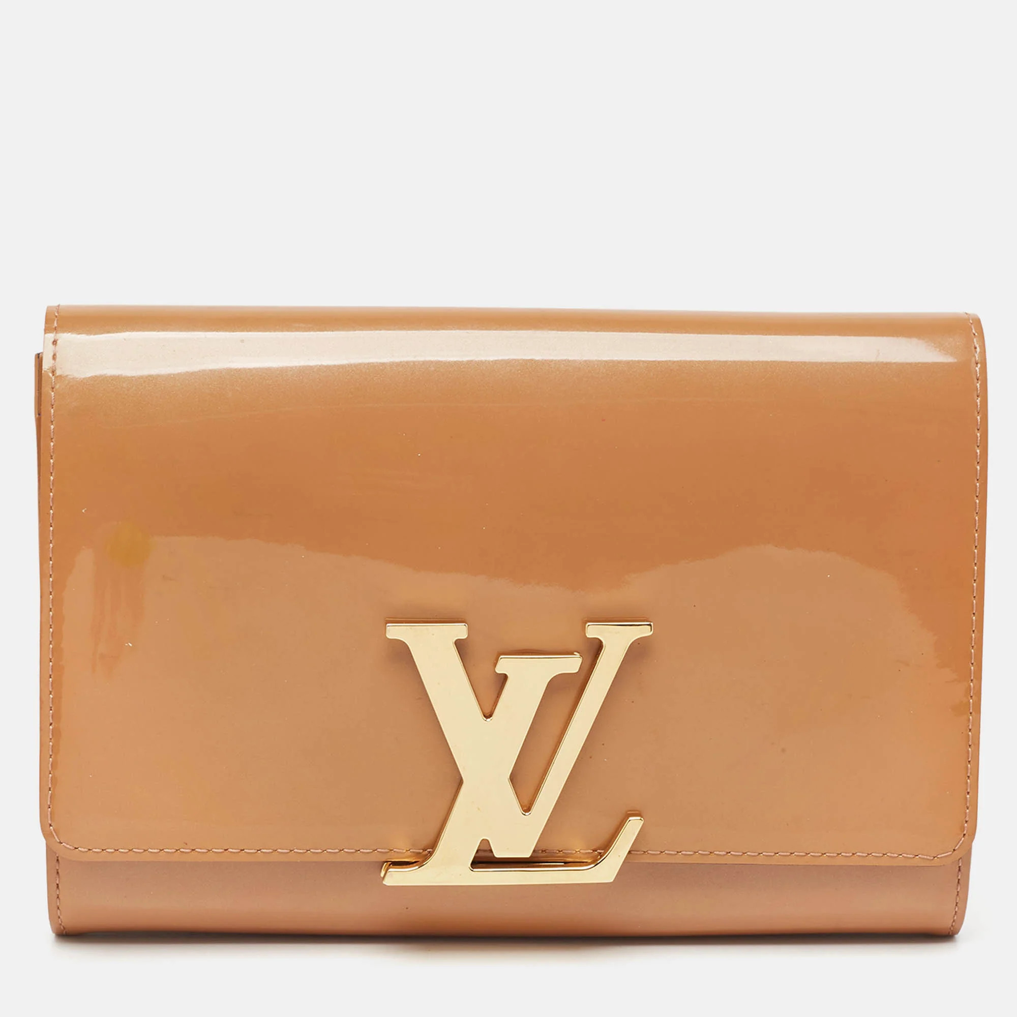 Louis Vuitton Rose Velours Patent Leather Louise Clutch | Shop Simon