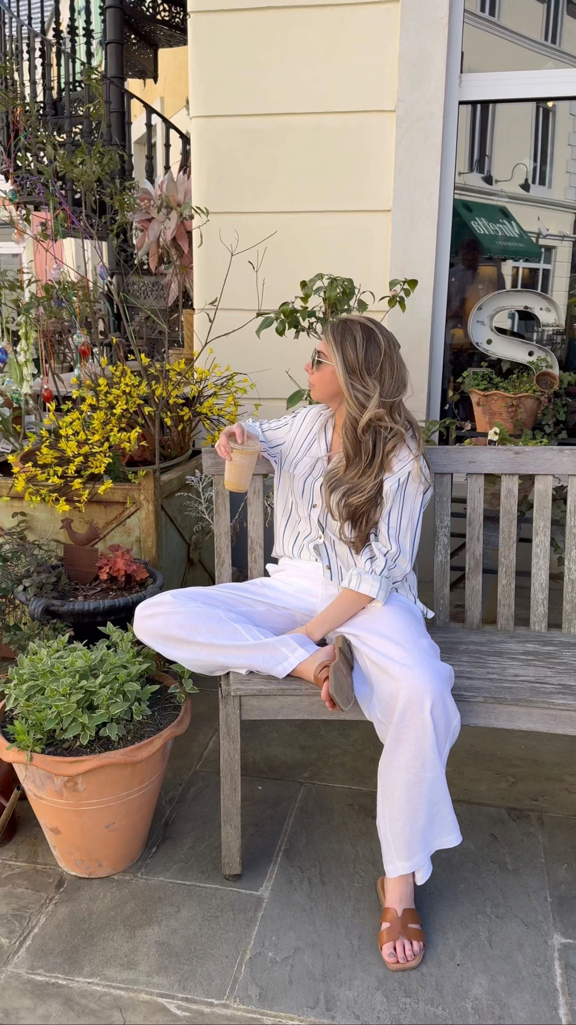 Casual spring outfit inspo ✨

Blue and white striped button up: small
White linen wide leg pants: small
Sandals: run tts

spring outfit / spring fashion / vacation outfit / travel outfit / workwear / elevated basics / for her / Heather Blair 

#LTKStyleTip #LTKSeasonal #LTKWorkwear