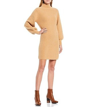 A Loves A Tear Drop Mock Neck Balloon Sleeve Sweater Dress - S | Dillards