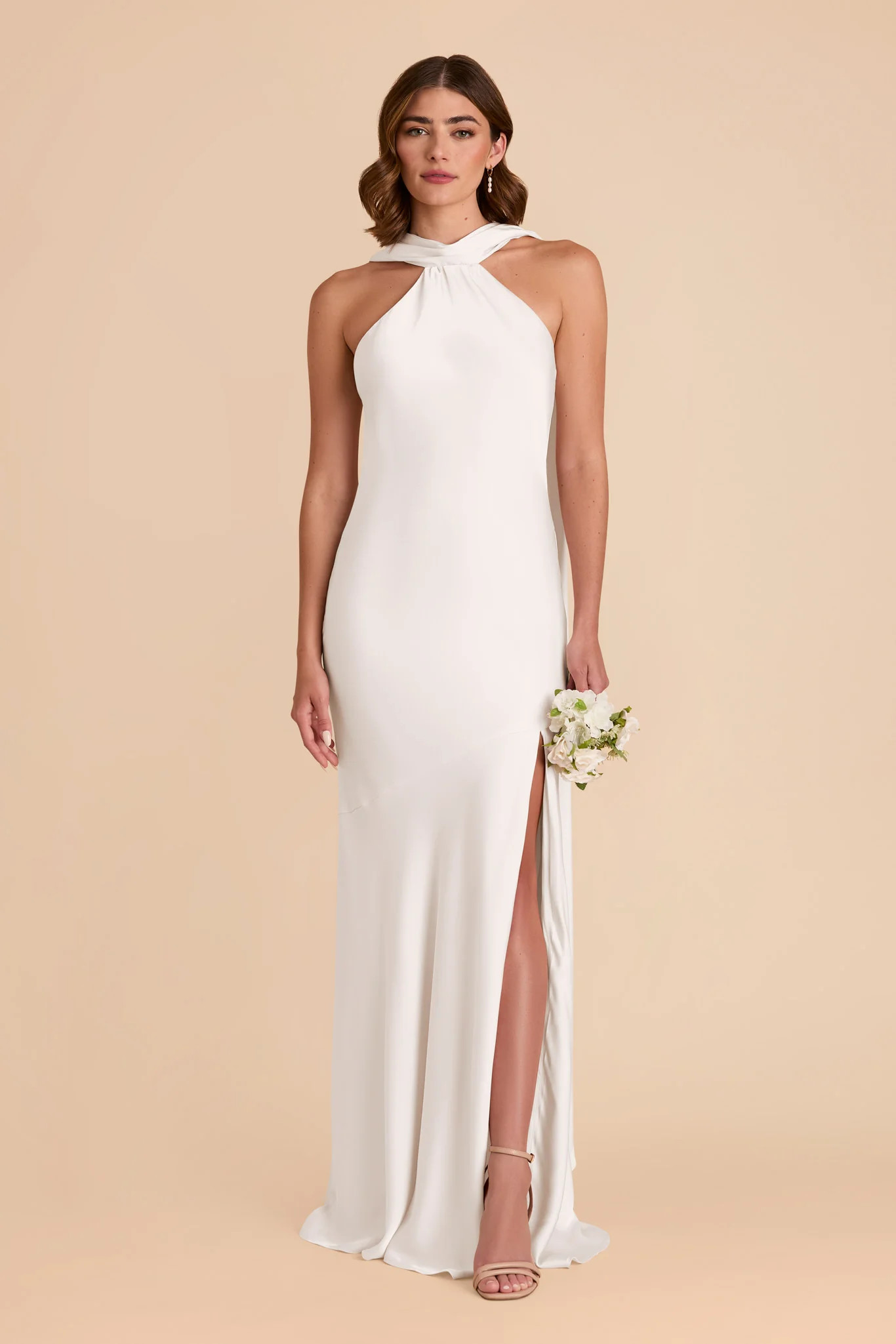 White Bridesmaid Dress Matte Satin Size 2XL Birdy Grey Eileen | Birdy Grey