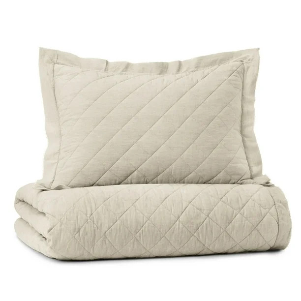 Gap Home Washed Frayed Edge Organic Cotton Quilt, Full/Queen, Khaki - Walmart.com | Walmart (US)