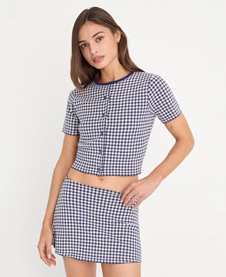 Good American Women's Cropped Short-Sleeve Cardigan Sweater, Created for Macy's - Macy's | Macy's