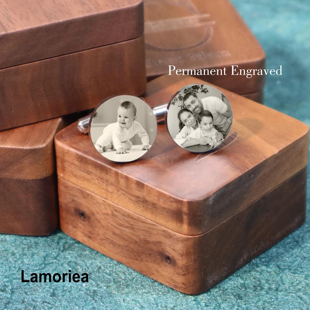 Personalised Photo and Message Cufflinks, Engraved Photo Cufflinks, Photos Cufflinks, Cufflinks f... | Etsy (US)