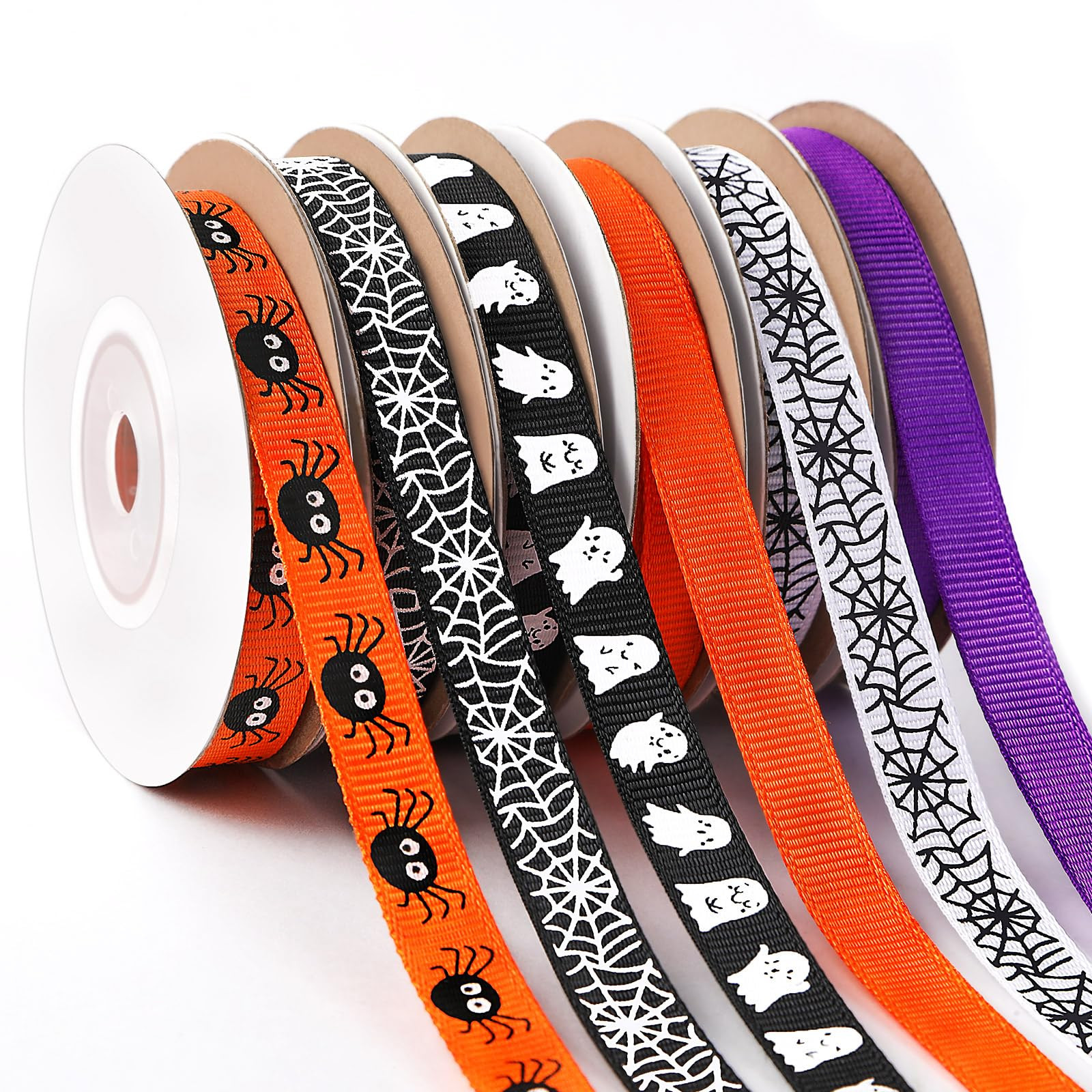 DECYOOL Halloween Ribbon, 6 Rolls 60 Yards Grosgrain Ribbons 10mm Wide Spider Ghost Spider Web Pa... | Amazon (US)
