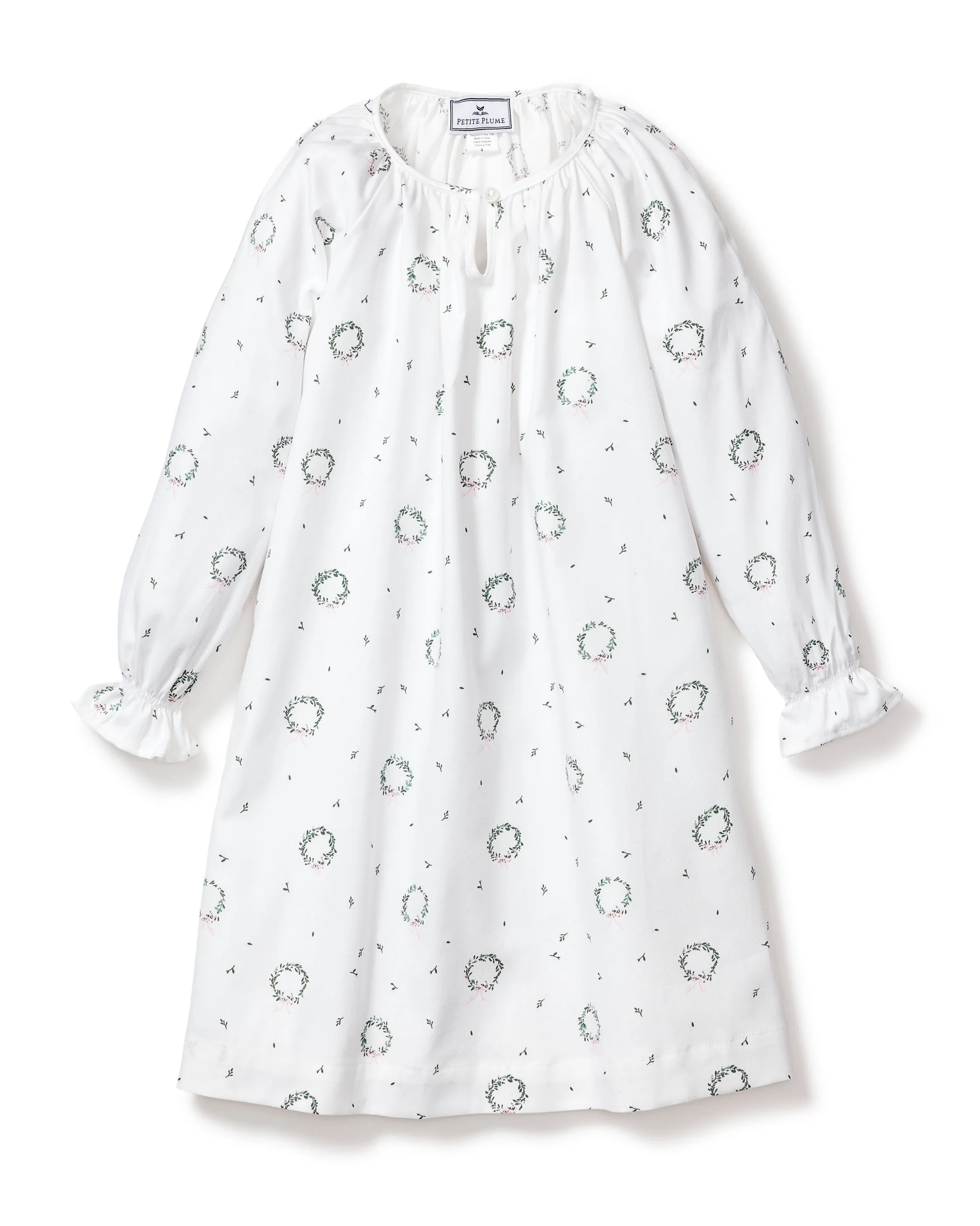 Girl's Twill Delphine Nightgown in Somerset Wreath | Petite Plume