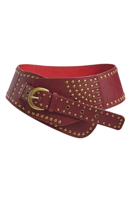 BP. Angular Studded Faux Leather Belt in Burgundy at Nordstrom, Size Small | Nordstrom