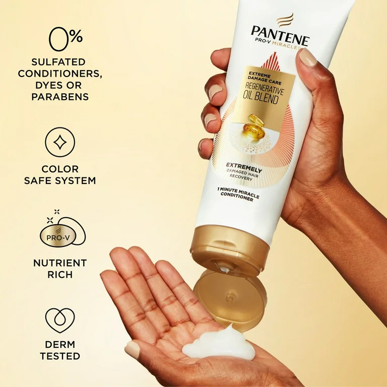 Pantene Pro-V Miracles Conditioner, Extreme Damage Care, Regenerative Oil Blend, 10.9 fl oz | Walmart (US)