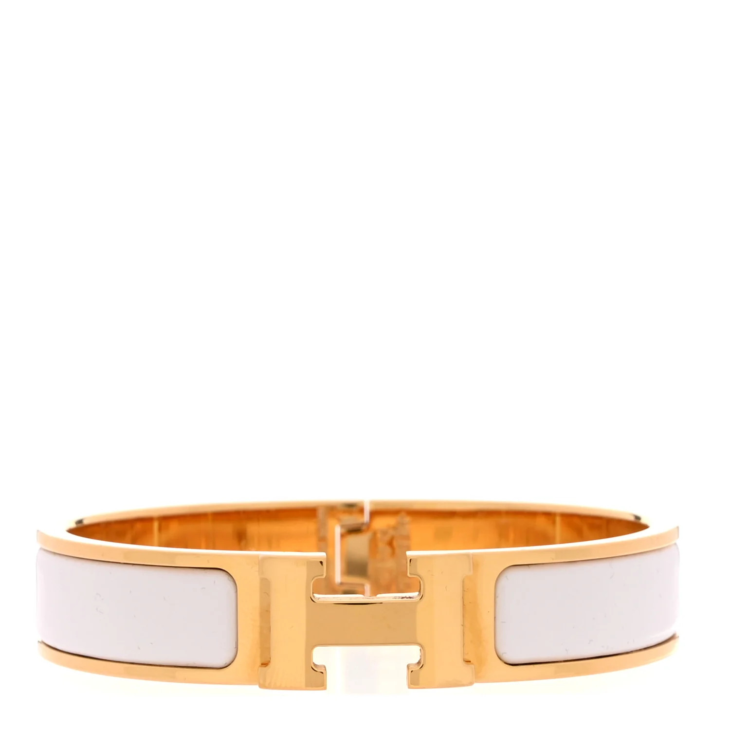 Hermes Enamel Narrow Clic Clac H Bracelet PM White 1873788 | FASHIONPHILE (US)