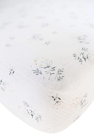 Marlowe & Co Organic Cotton Muslin Crib Sheet for Baby Boy and Girl (Wild Jasmine) | Amazon (US)
