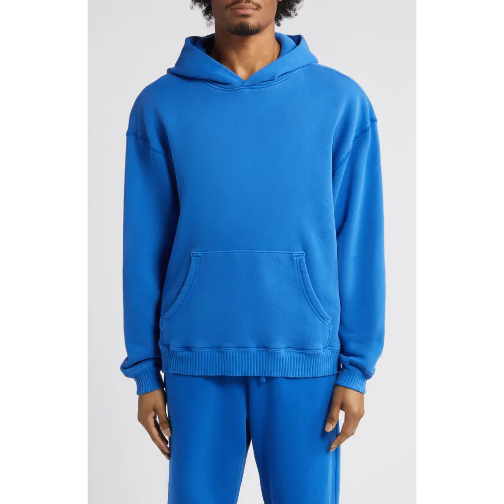 Elwood Core Oversize Organic Cotton Brushed Terry Hoodie in Vintage Cobalt at Nordstrom, Size Large | Nordstrom