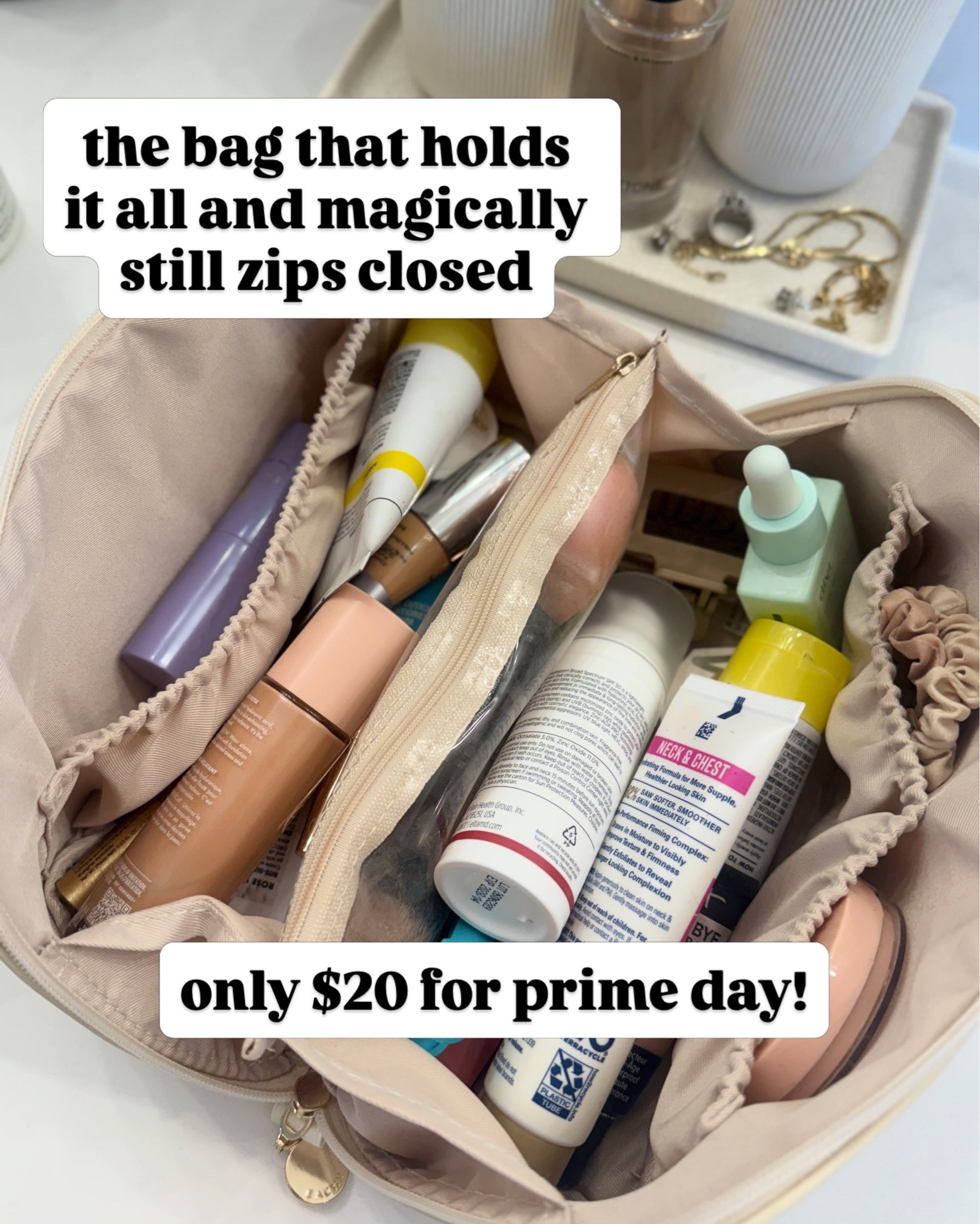 The ✨magic✨ makeup bag on Prime Day deal now!! This bag holds so much, it’s actually insane! Perfect for storage at home or travel!

#LTKTravel #LTKBeauty #LTKSaleAlert