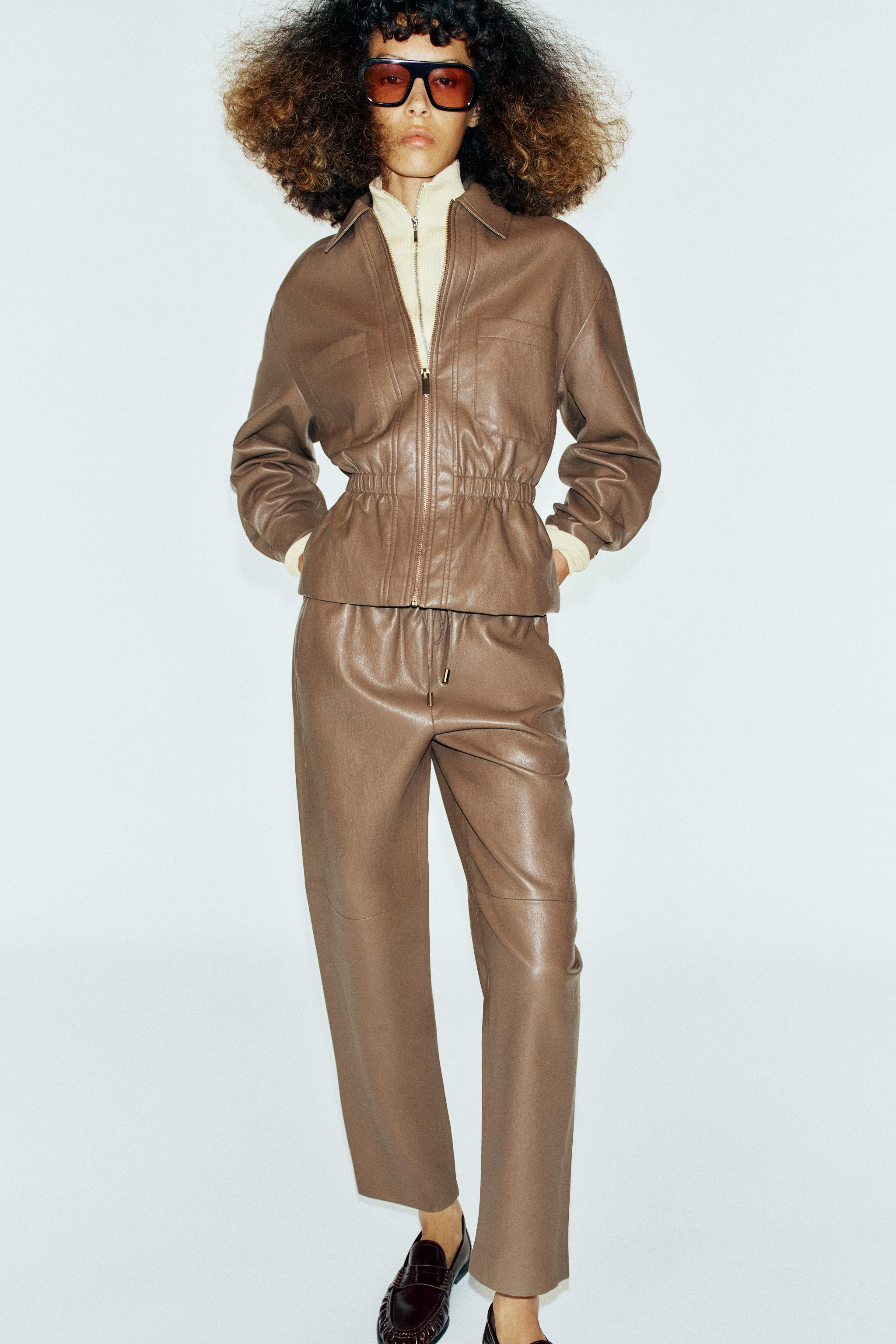 FAUX LEATHER JACKET WITH ELASTICIZED WAIST | Zara US