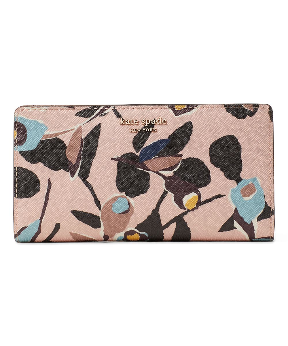 Kate Spade New York Women's Wallets PINKMULTI - Pink Floral Large Slim Bi-Fold Leather Wallet | Zulily