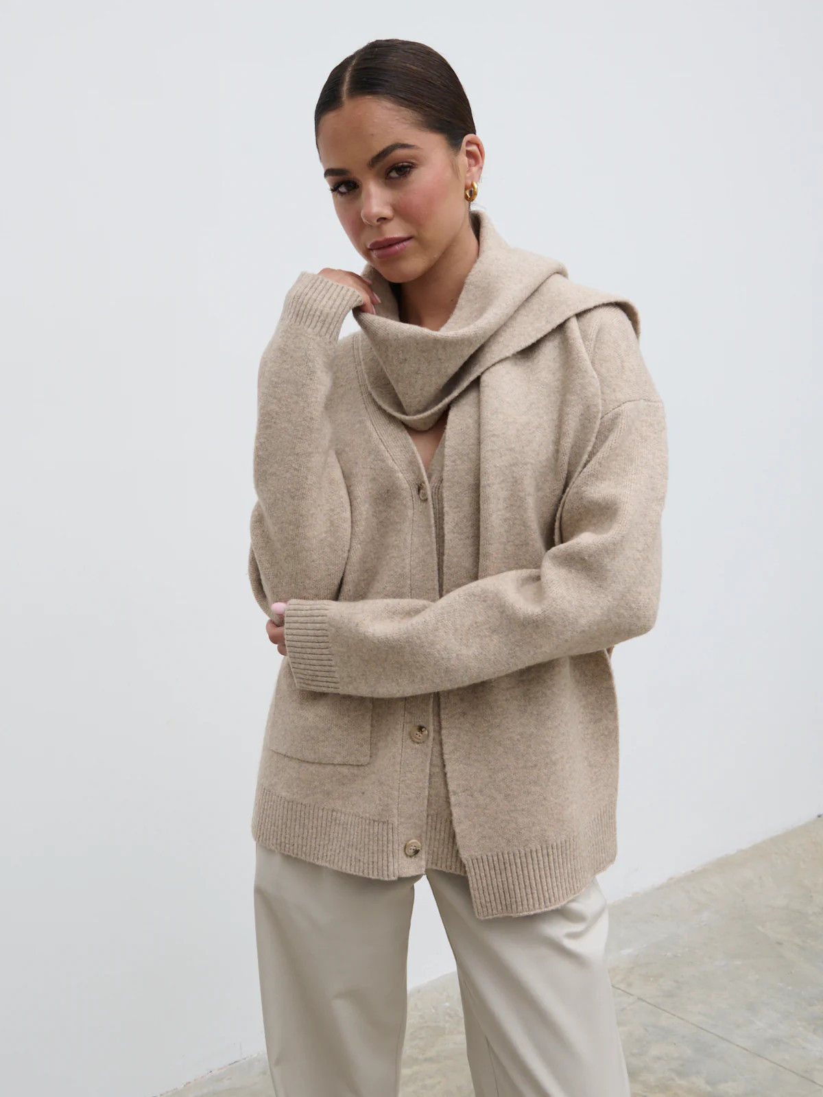 Murphy Cardigan Knit Scarf Set | Pretty Lavish (UK)