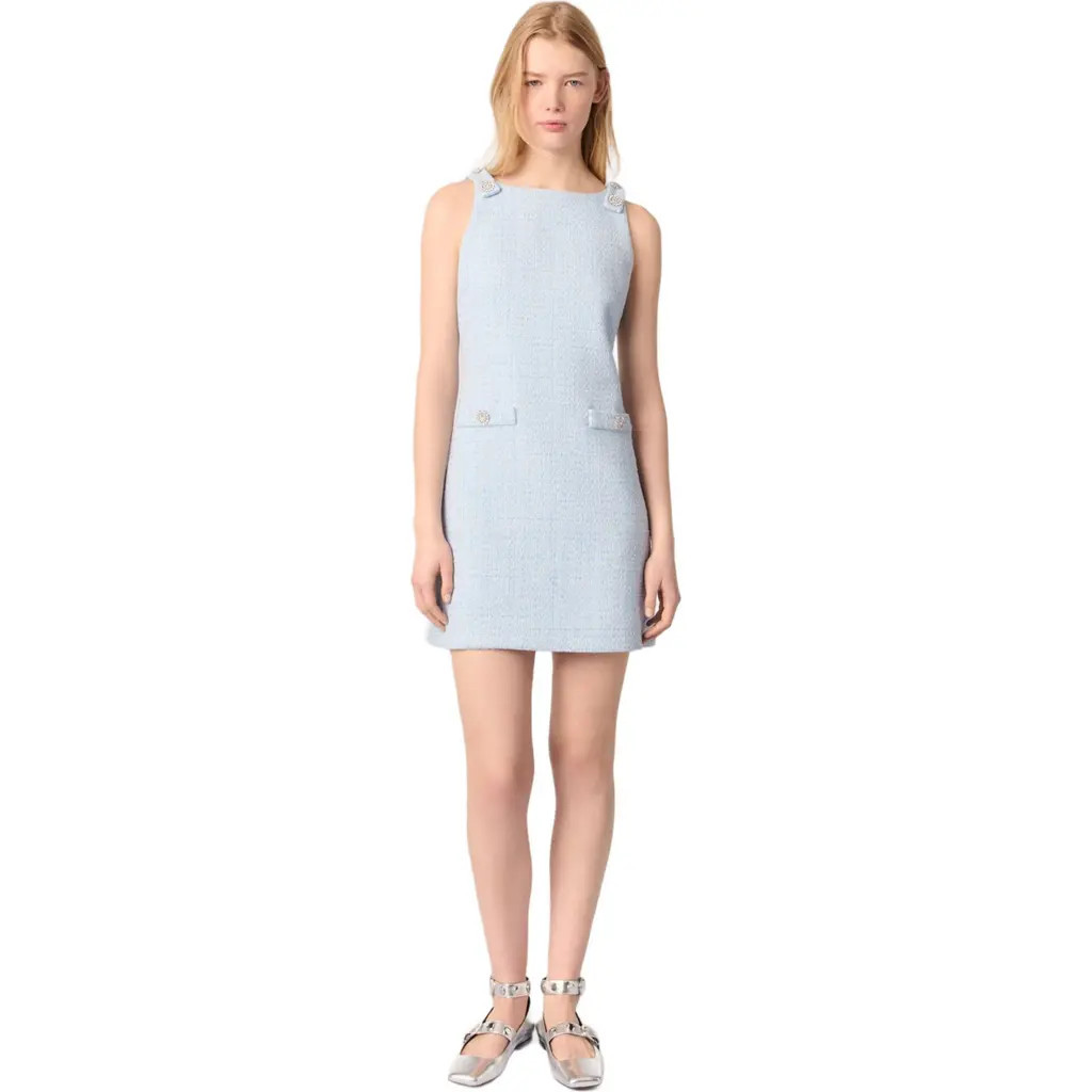 maje Mini tweed dress in Blue Sky at Nordstrom, Size 40 Eu | Nordstrom