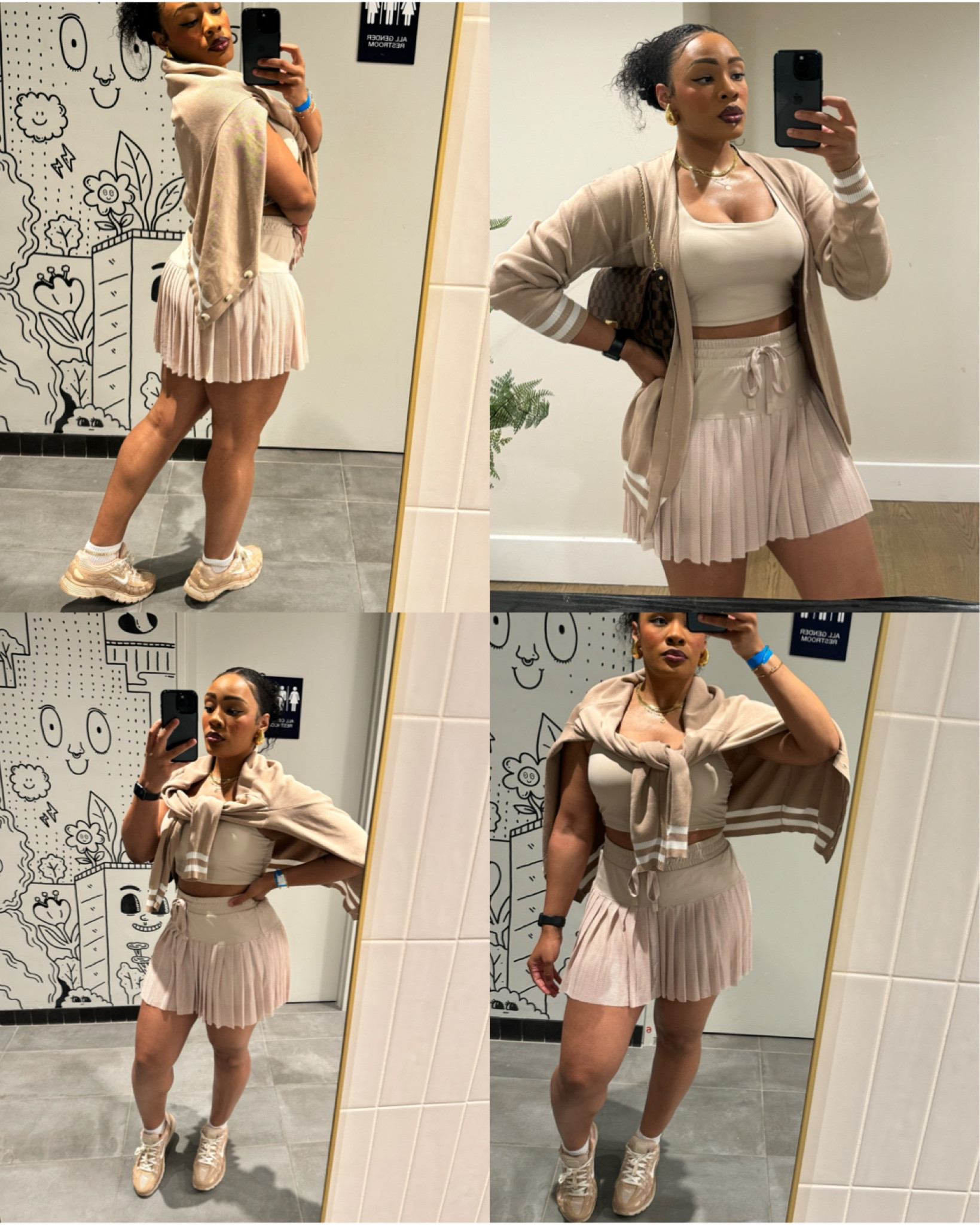 Tennis skirts are the wave for spring and summer ladies. This one is so unique with the mesh overlay and built in shorts (with pockets 😉) both the skort and top are TTS, but if in between I would say you could size down. I am wearing a medium in both! This is a great option to wear for outdoor sporting events, concert outfits, etc. Sporty chic is in 🫶🏽

#LTKActive #LTKStyleTip #LTKFindsUnder100