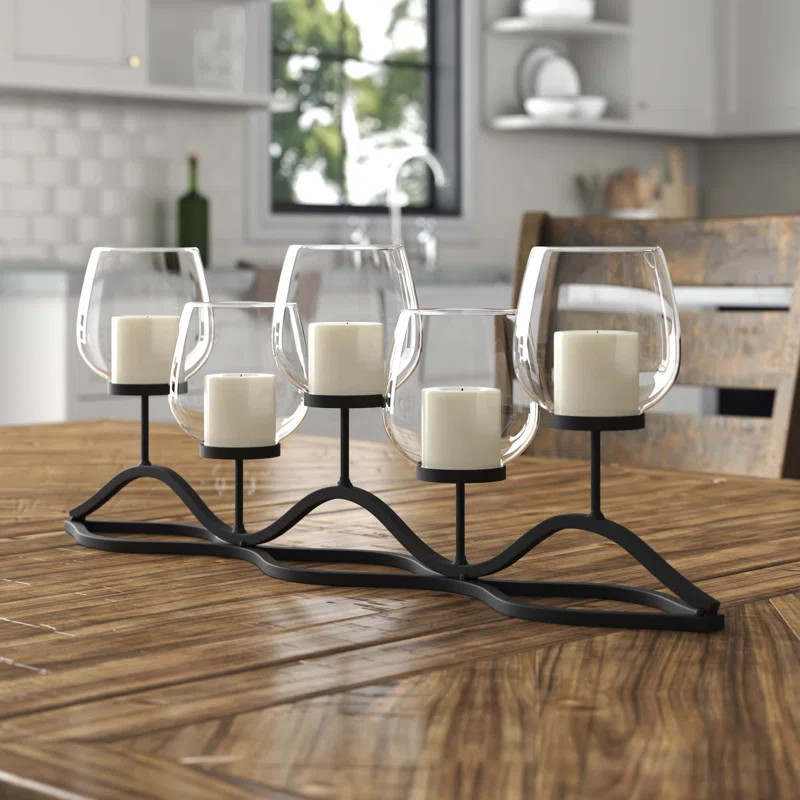 Wavy Iron and Glass Candelabra | Wayfair North America