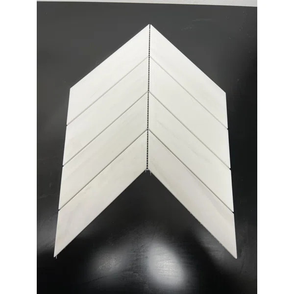 Bianco Dolomite 2" x 8" Marble Chevron Mosaic Wall & Floor Tile | Wayfair North America