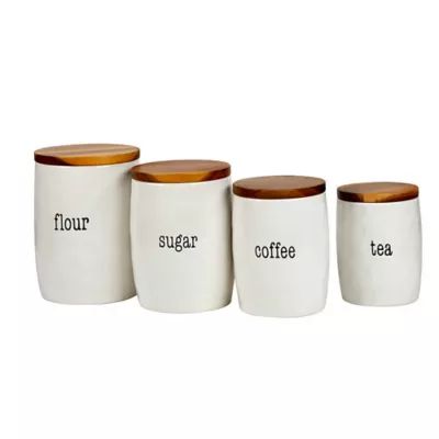 Certified International Just Words 4-Piece Canister Set | Bed Bath & Beyond | Bed Bath & Beyond