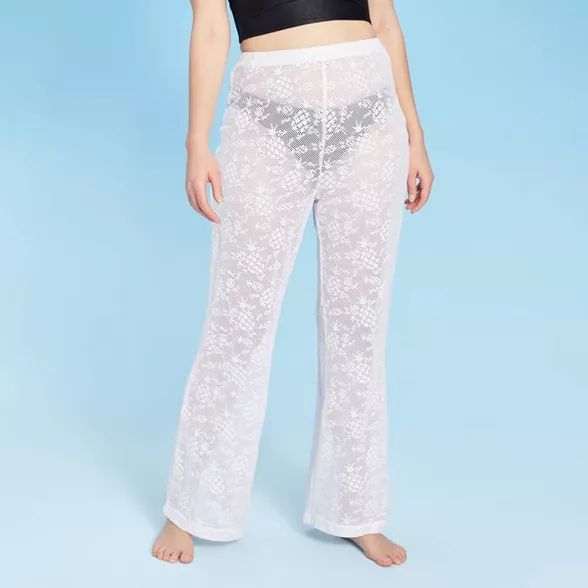 Women's Crochet Cover Up Pants - Shade & Shore™ White | Target