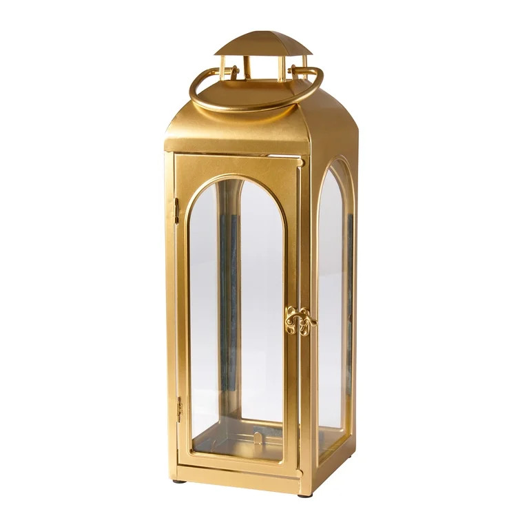 Better Homes & Gardens Gold Medium Metal Lantern Candle Holder | Walmart (US)