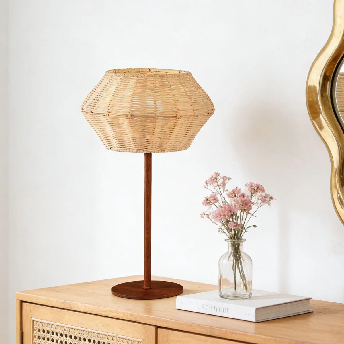 15.75\u2019\u2019H Vintage Woven Rattan Table Lamp with Long-lasting Rechargeable Bulb | Wayfair North America