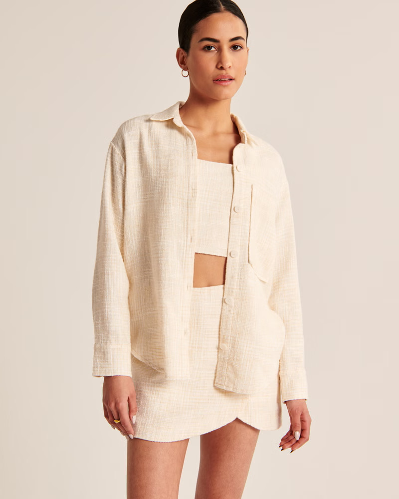 Women's Oversized Tweed Shirt | Women's Up To 25% Off Select Styles | Abercrombie.com | Abercrombie & Fitch (US)