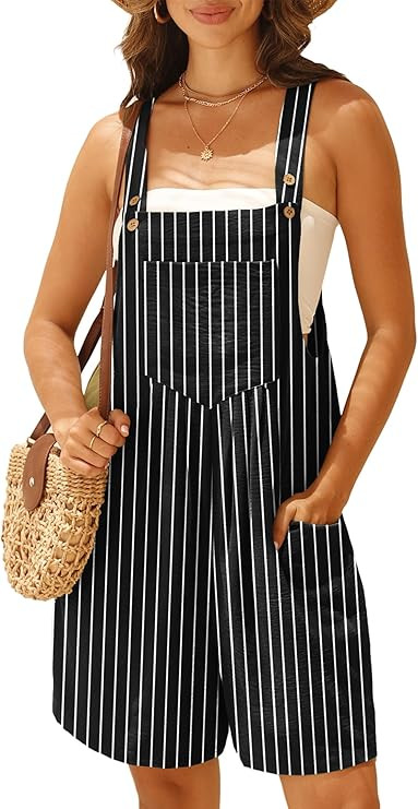 GRECERELLE Jumpsuits For Women Summer Short Overalls Casual Sleeveless Adjustable Loose Women's R... | Amazon (US)