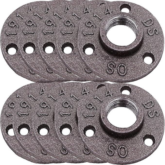 10 Packs 3/4" Pipe Flange, 3 Hole Threaded Pipe Fittings for Wall DIY Projects Industrial Steampu... | Amazon (US)