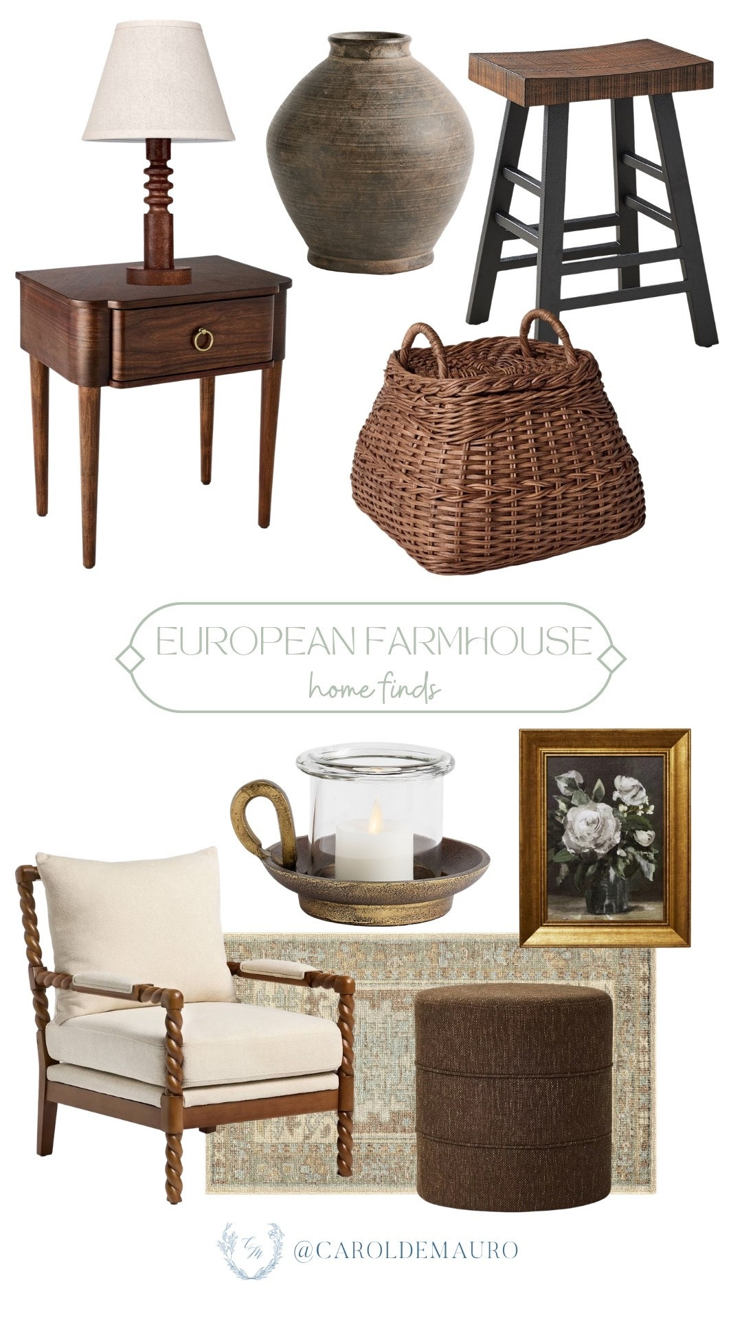 Trying to bring those effortless and lived-in European vibes home? This mood board is it! Grab that cute wicker basket and the mid-tone wood lamp to instantly level up your cozy reading corner game.

farmhouse inspo, living room furniture, moody vibes, aesthetic decor, vintage vibes, antique style, interior inspo, room makeover

#LTKHome