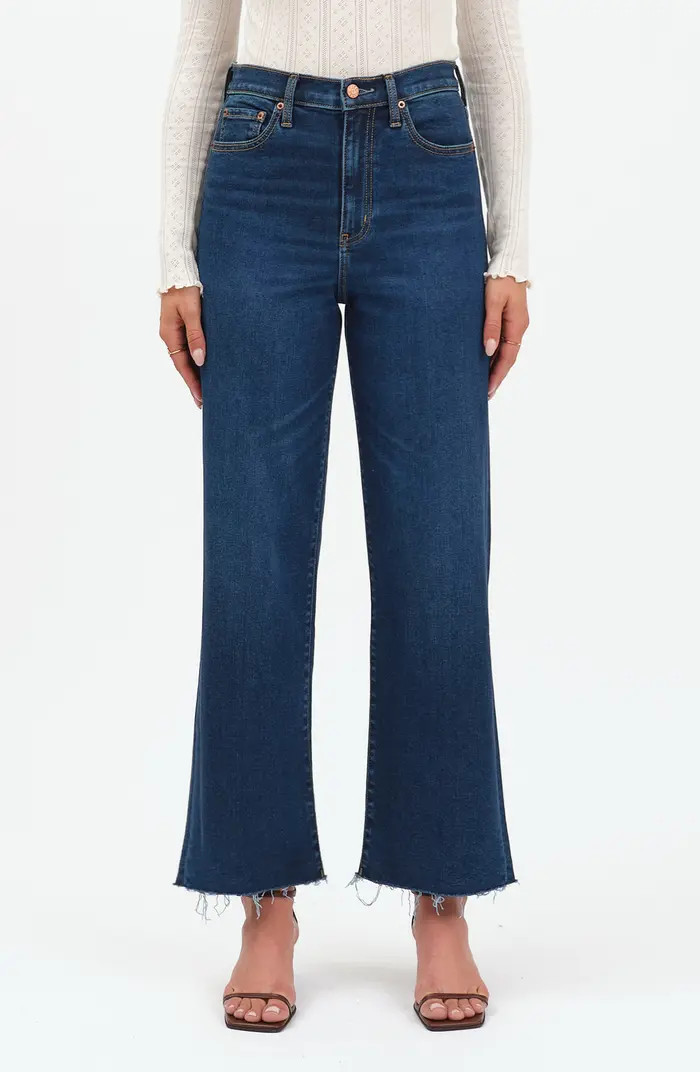 Pleaser High Waist Raw Hem Crop Jeans | Nordstrom