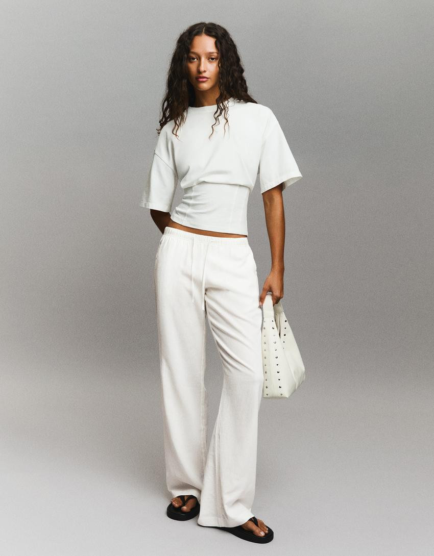 Leinenhose mit Gummibund - Hosen - Damen | Bershka DE
