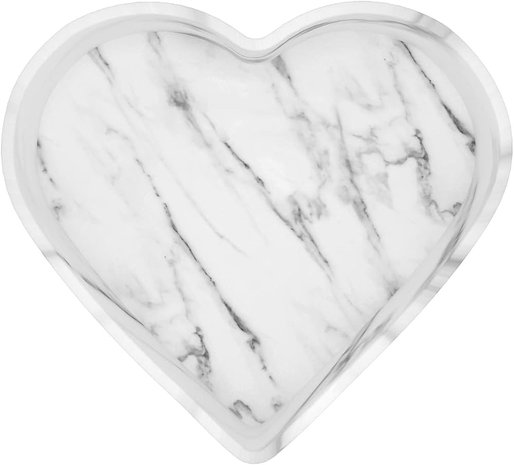 8 Inch Natural Marble Heart Tray Makeup Brush Lipstick Perfume Storage Tray Bathroom Accessories ... | Amazon (US)