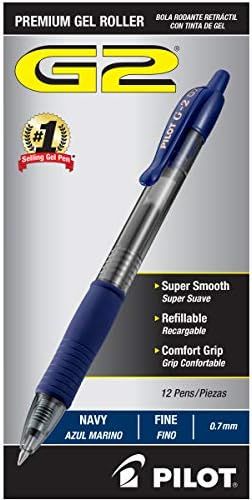 PILOT G2 Premium Refillable & Retractable Rolling Ball Gel Pens, Fine Point, Navy Blue Ink, 12-Pa... | Amazon (US)