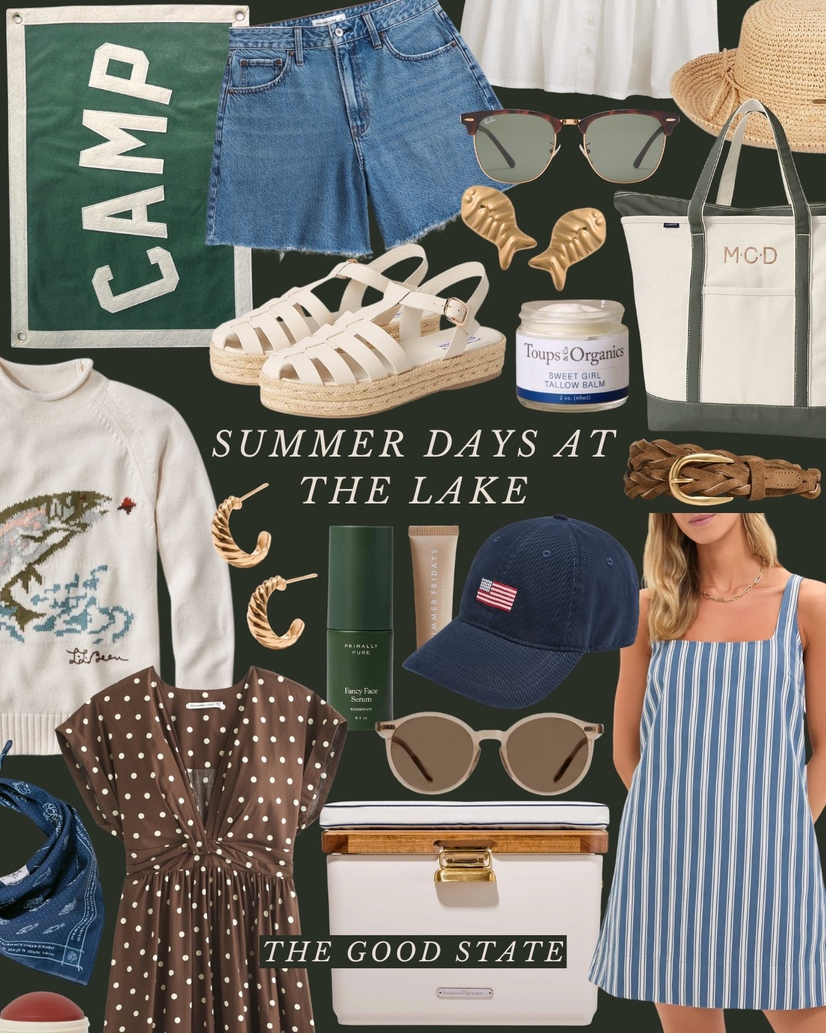 This is for the Nancy Meyers-loving girlies living their best life as they sip on a cup of freshly brewed coffee and watch the sunrise over the lake. For the ones breathing in slow mornings and fresh air. This is for the ladies 
spending all day out on the boat and the evening on the dock with a glass of wine and good company. For the girlies who still flip on The Parent Trap and eat Oreos dipped in peanut butter. This is for the ladies who love all things gingham, their trusty ball cap and the ease of a Summertime dress. For those thriving in this Americana Summer. This is for you🫶🏼

Ootd, outfit idea, style tip, classic style, timeless style striped sweater, quince, J.Crew, J.Crew, factory, target, target fashion, target style, Walmart, Anthropologie, Anthro, Madewell, white dress, spring dress, summer dress, spring fashion, summer fashion, vacation, outfit, Fourth of July, outfit, red, white, and blue outfit, gingham dress, quilt dress, organic skincare, pearl, jewelry, Abercrombie, and Fitch, Tuckernuck, Madewell, H&M, Amazon, Amazon style, farmers market outfit, sissy light hat, dolce vita, women’s shoes, raffia bags, wedding guest dress, dress, wedding guest, Lauren England, the good state, lake, lake outfit, lake house, summer sweater, American flag sweater, ll bean

#LTKStyleTip #LTKSummerEdit #LTKFindsUnder50