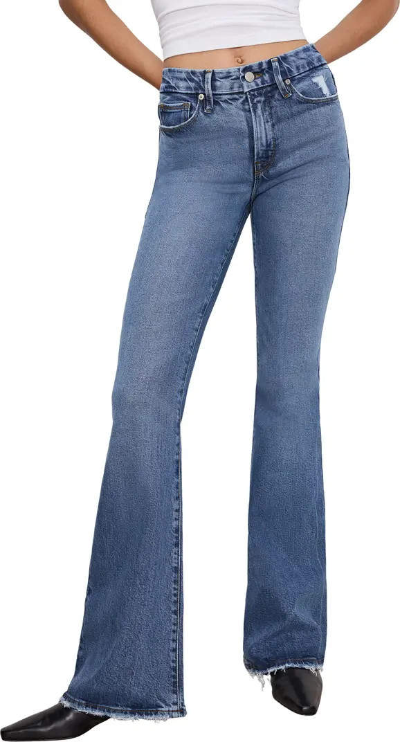 Good American Good Legs Raw Hem Flare Jeans | Nordstrom | Nordstrom