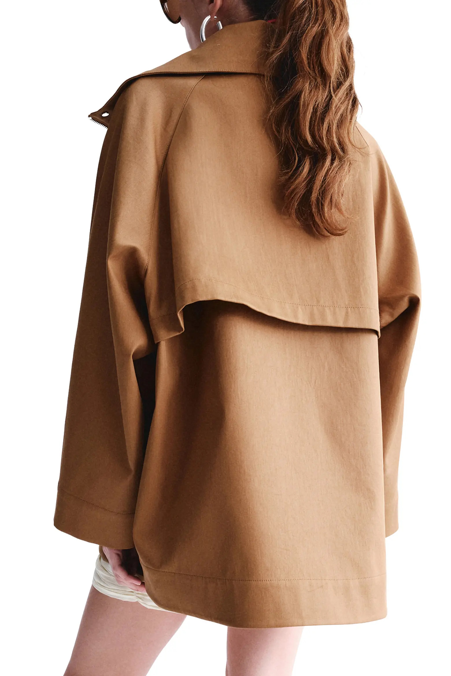 MANGO Oversize Funnel Neck Cotton Jacket (Women) | Nordstrom | Nordstrom